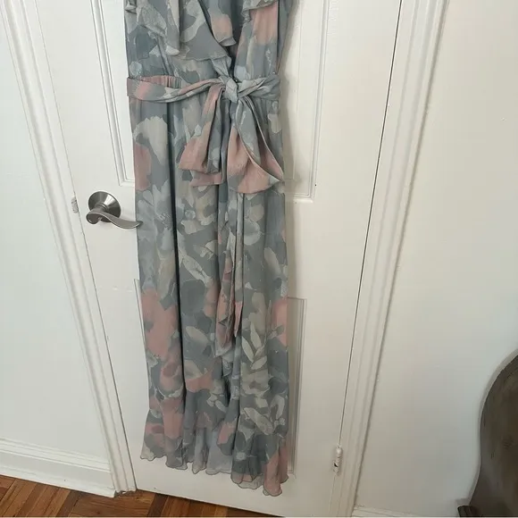 Show Me Your Mumu Jess Ruffle Midi Wrap Ruffle Dress Floral Sage Cocktail Small