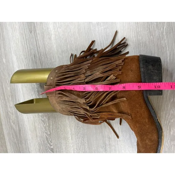 Shyanne 43514 Girls   Brown Leather Double Fringe Snip  Toe Western Boot Sz 3
