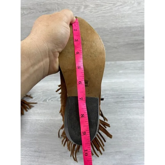Shyanne 43514 Girls   Brown Leather Double Fringe Snip  Toe Western Boot Sz 3