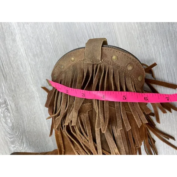 Shyanne 43514 Girls   Brown Leather Double Fringe Snip  Toe Western Boot Sz 3