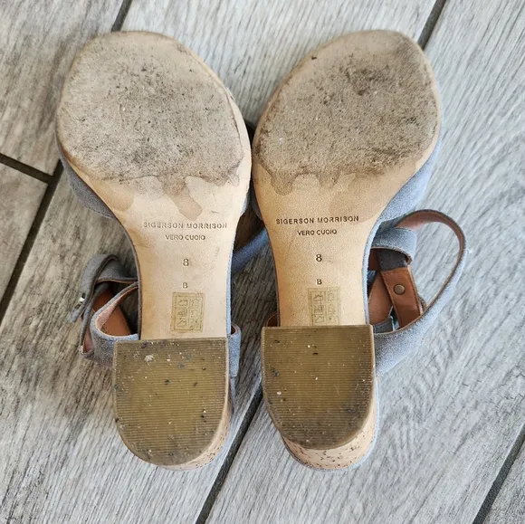 Sigerson Morrison Strappy Sandals Sz 8 Cork Block Heels Padded insole Open Toe