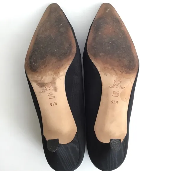 Silvia Fiorentina Black Shoes Heels Beaded Sz 9.5