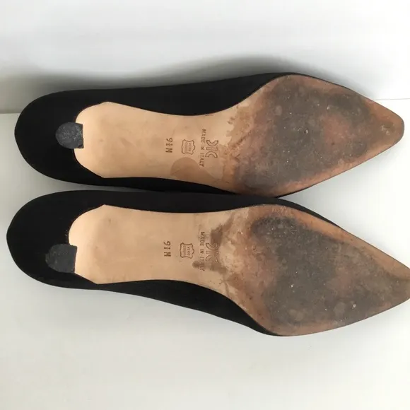 Silvia Fiorentina Black Shoes Heels Beaded Sz 9.5