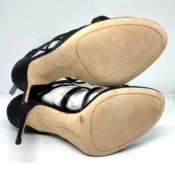 size 8.5 vince Camuto Imagine Reya black‎ cage gladiator high heel sandals $180