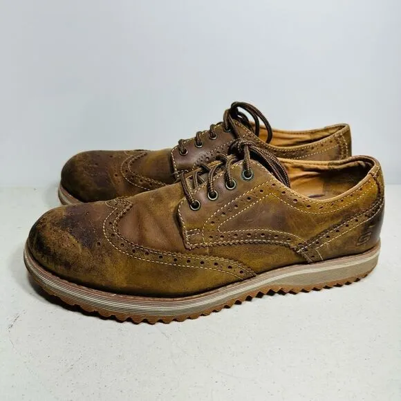 Skechers Brogue Wingtip Oxford Brown Dress Shoes Size 13