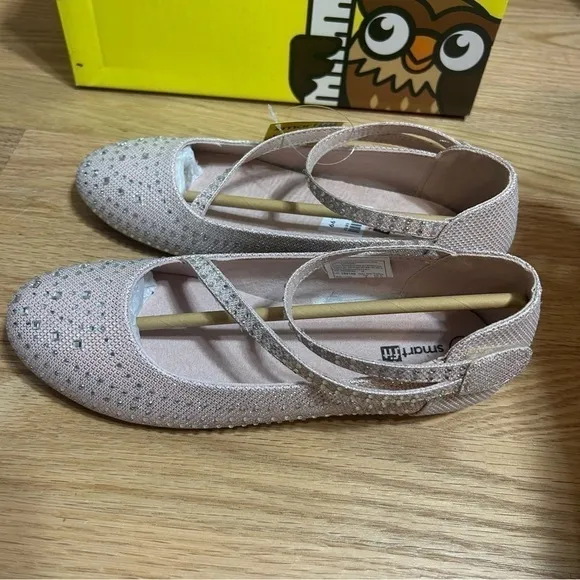 Smartfit Pink Jeweled Flats Dress Shoes Sz 4 NEW Kids Girls
