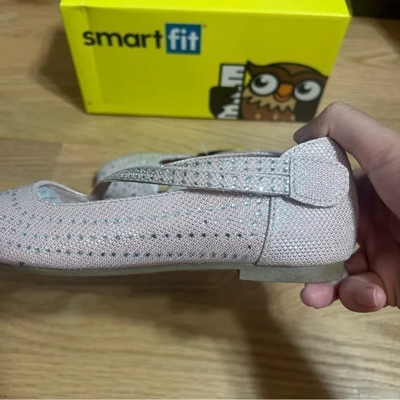 Smartfit Pink Jeweled Flats Dress Shoes Sz 4 NEW Kids Girls