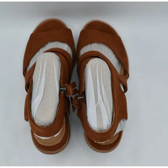Sofft Womens Size 11 Camille Russet Brown Suede Open Toe Sandals Shoes