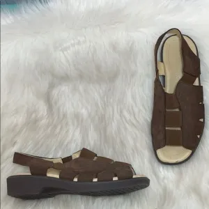Softspots Brown  Suede Strappy Sandals Wide Width