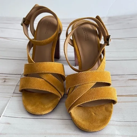 Soludos Emily Suede Strappy Heel in Mustard Size 9..5