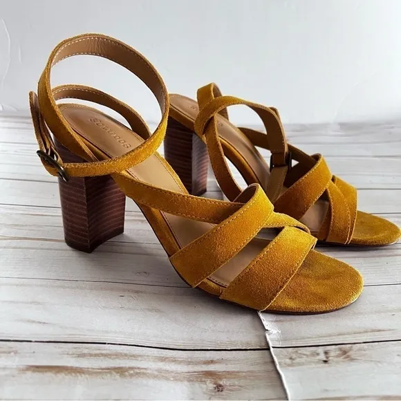 Soludos Emily Suede Strappy Heel in Mustard Size 9..5