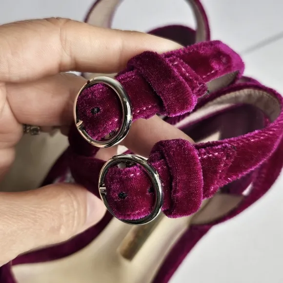 Sophia Webster Havisham Embellished Velvet Platform Sandals Size 38 US 7.5