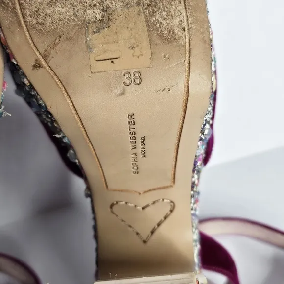 Sophia Webster Havisham Embellished Velvet Platform Sandals Size 38 US 7.5