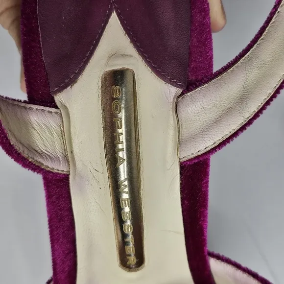 Sophia Webster Havisham Embellished Velvet Platform Sandals Size 38 US 7.5