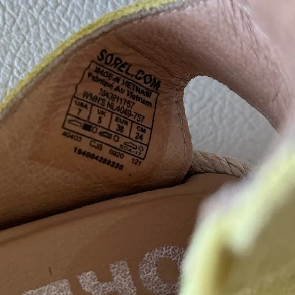 SOREL | ELLA II Sunnyside Yellow Leather Suede Strappy Sandals Women’s  Size 7