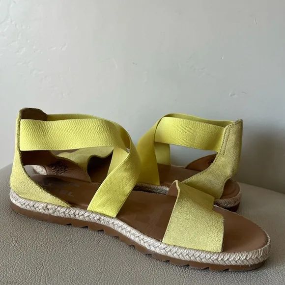 SOREL | ELLA II Sunnyside Yellow Leather Suede Strappy Sandals Women’s  Size 7