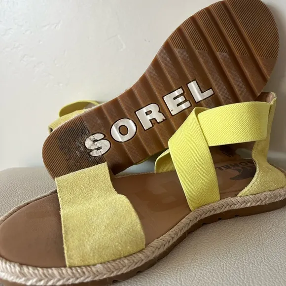 SOREL | ELLA II Sunnyside Yellow Leather Suede Strappy Sandals Women’s  Size 7