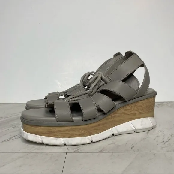 Sorel Joanie III Lace Wedge Gray Leather Sandal 11