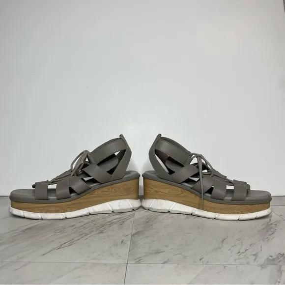 Sorel Joanie III Lace Wedge Gray Leather Sandal 11