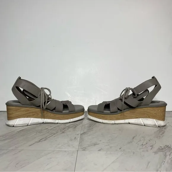 Sorel Joanie III Lace Wedge Gray Leather Sandal 11