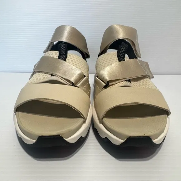 Sorel Kinetic Fawn Beige Strappy Platform Sandals Size 10