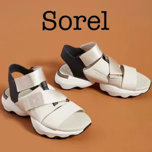 Sorel Kinetic Fawn Beige Strappy Platform Sandals Size 10