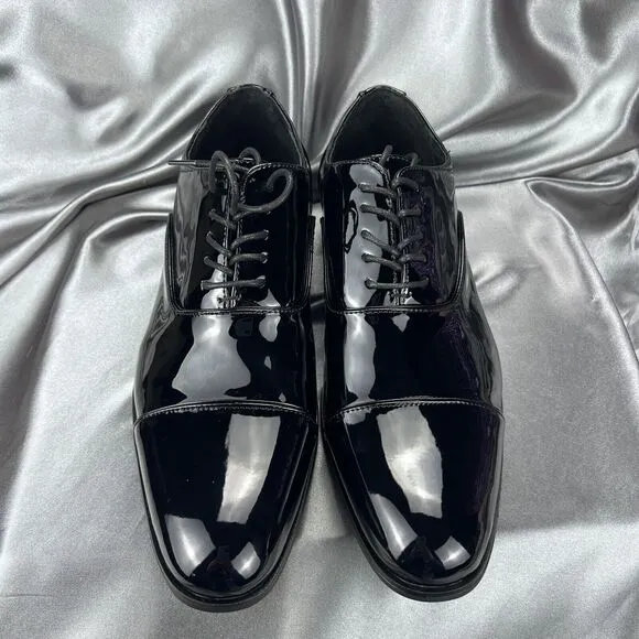 Stacy Adams Mens 9 Wide Gala Tuxedo Shoes Black Patent Leather 24998-004 Wedding