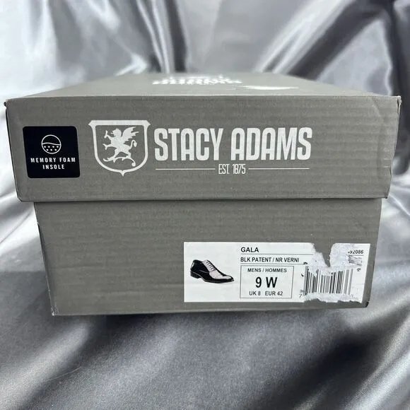 Stacy Adams Mens 9 Wide Gala Tuxedo Shoes Black Patent Leather 24998-004 Wedding