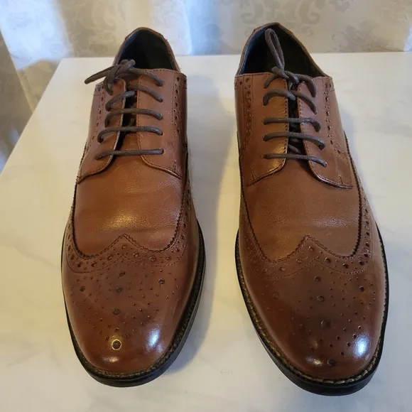 Stacy Adams Men's Dress Leather Shoes Oxford, Size 10.5m, Brown Garrison Cognac