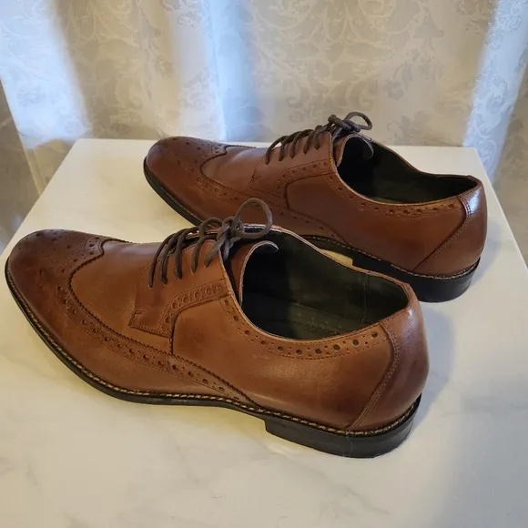 Stacy Adams Men's Dress Leather Shoes Oxford, Size 10.5m, Brown Garrison Cognac