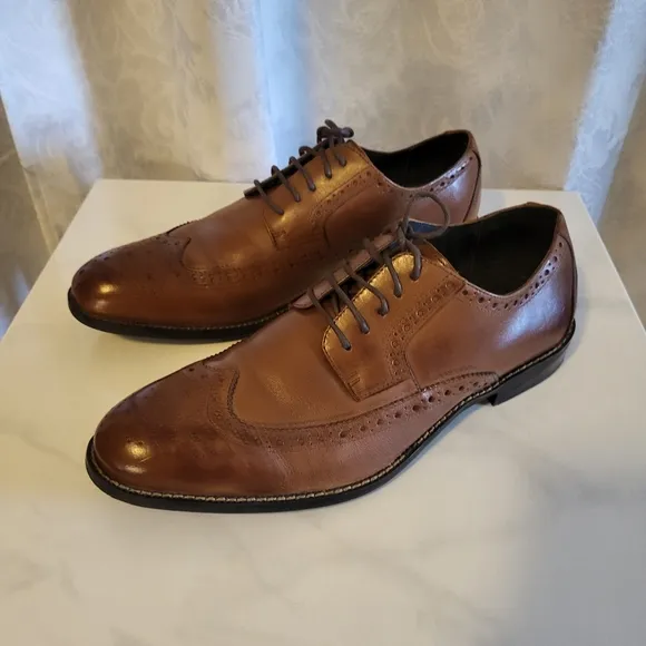 Stacy Adams Men's Dress Leather Shoes Oxford, Size 10.5m, Brown Garrison Cognac