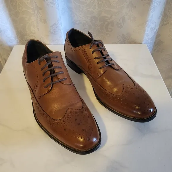 Stacy Adams Men's Dress Leather Shoes Oxford, Size 10.5m, Brown Garrison Cognac