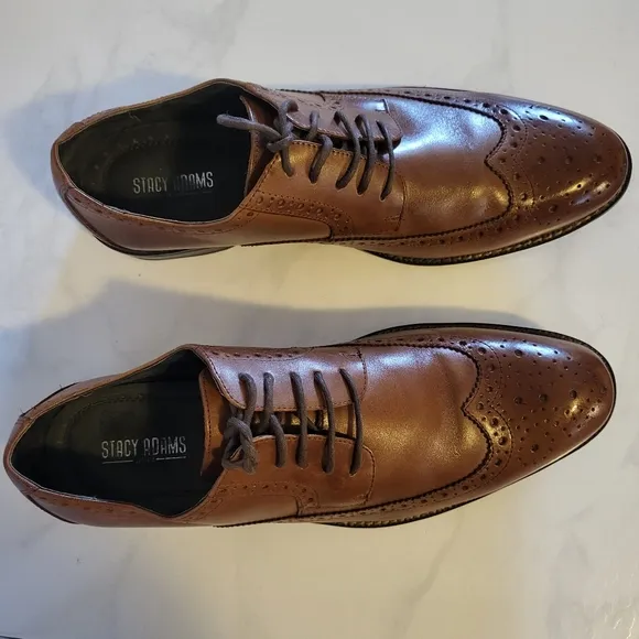 Stacy Adams Men's Dress Leather Shoes Oxford, Size 10.5m, Brown Garrison Cognac