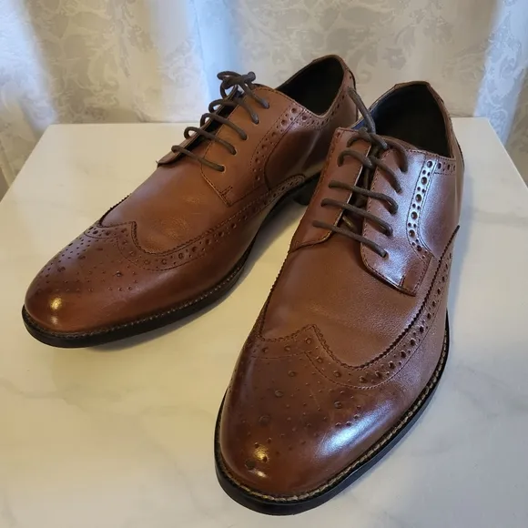 Stacy Adams Men's Dress Leather Shoes Oxford, Size 10.5m, Brown Garrison Cognac