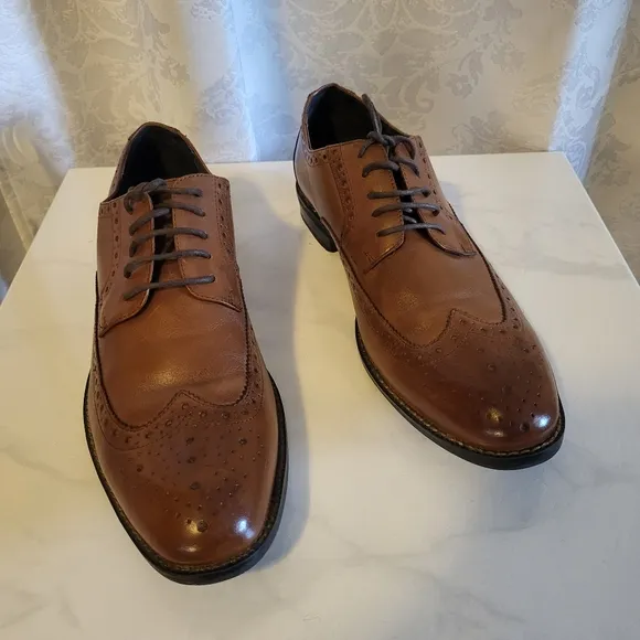Stacy Adams Men's Dress Leather Shoes Oxford, Size 10.5m, Brown Garrison Cognac