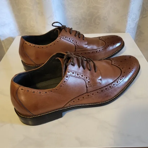 Stacy Adams Men's Dress Leather Shoes Oxford, Size 10.5m, Brown Garrison Cognac