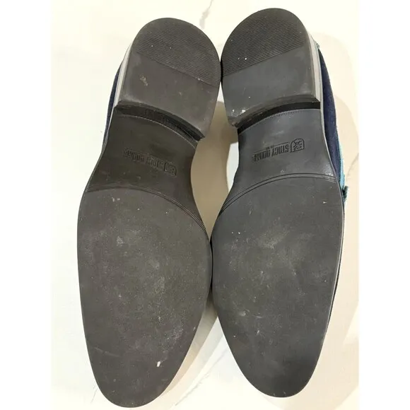 Stacy Adams Men's Flynn Slip-On Loafer Navy Teal Blue Suede Shoes Buckle Sz 9.5