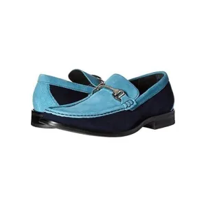 Stacy Adams Men's Flynn Slip-On Loafer Navy Teal Blue Suede Shoes Buckle Sz 9.5