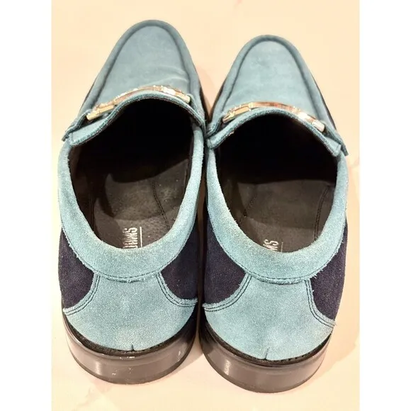 Stacy Adams Men's Flynn Slip-On Loafer Navy Teal Blue Suede Shoes Buckle Sz 9.5