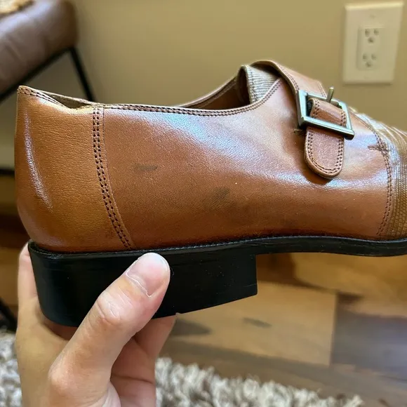 Stacy Adams Square Toe Brown Leather Shoes Size 40