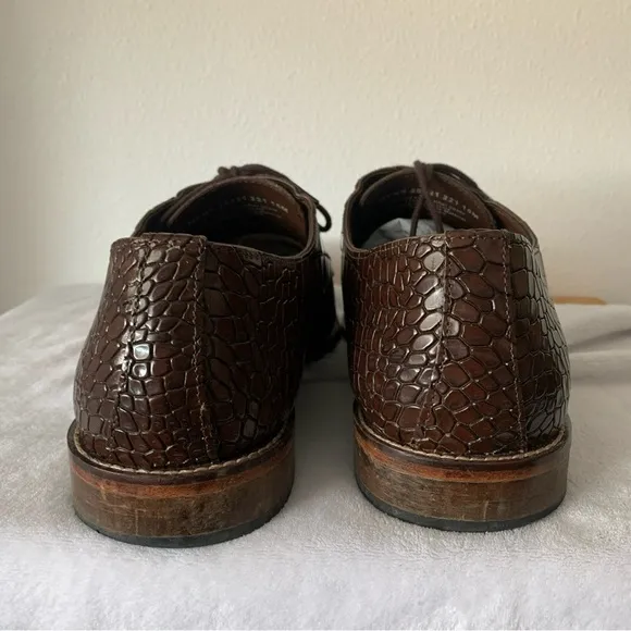 Stacy Adams Talarico Men's Cognac Brown Sz 15 Dress Shoes Alligator Pattern Box