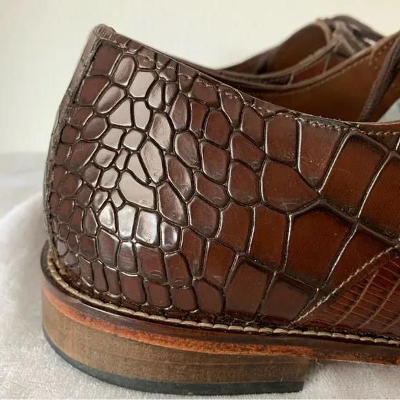 Stacy Adams Talarico Men's Cognac Brown Sz 15 Dress Shoes Alligator Pattern Box
