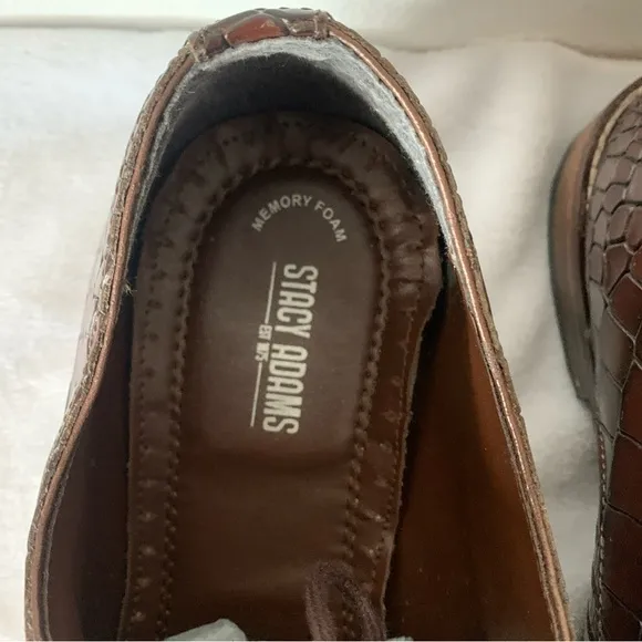 Stacy Adams Talarico Men's Cognac Brown Sz 15 Dress Shoes Alligator Pattern Box