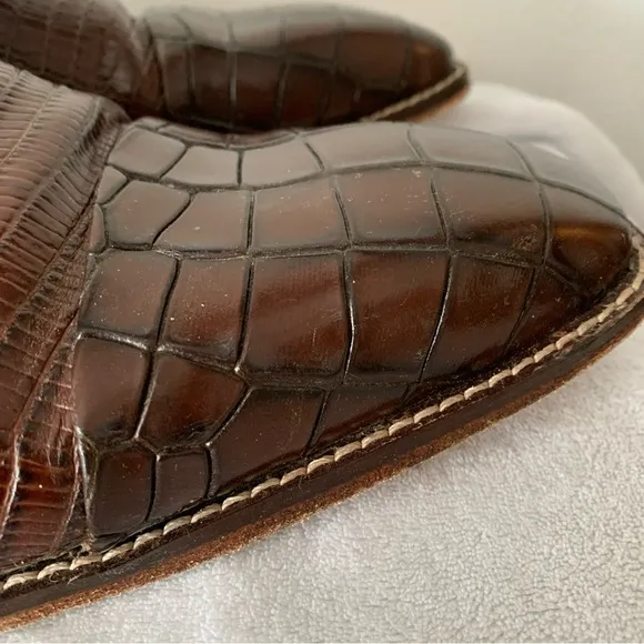 Stacy Adams Talarico Men's Cognac Brown Sz 15 Dress Shoes Alligator Pattern Box