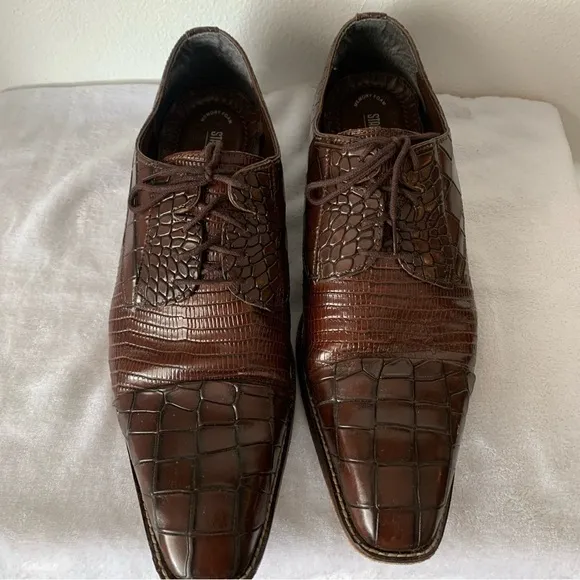 Stacy Adams Talarico Men's Cognac Brown Sz 15 Dress Shoes Alligator Pattern Box