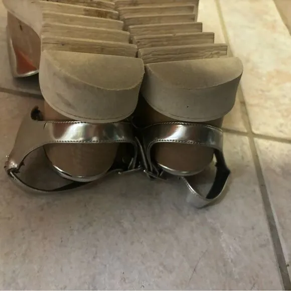 Stella McCartney Elyse Sandals wedge dress shoes open toe platforms metallic