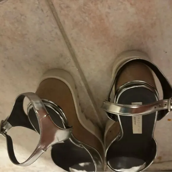 Stella McCartney Elyse Sandals wedge dress shoes open toe platforms metallic