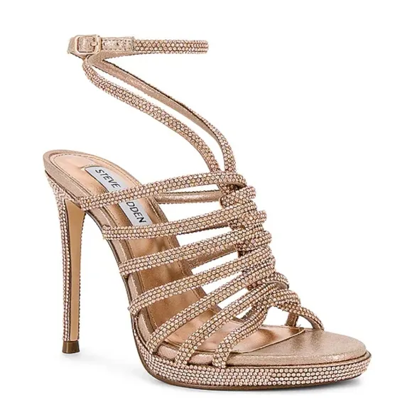 Steve Madden Givinn Gold Strappy Heels Size 7.5