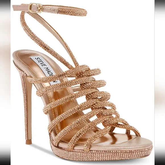 Steve Madden Givinn Gold Strappy Heels Size 7.5