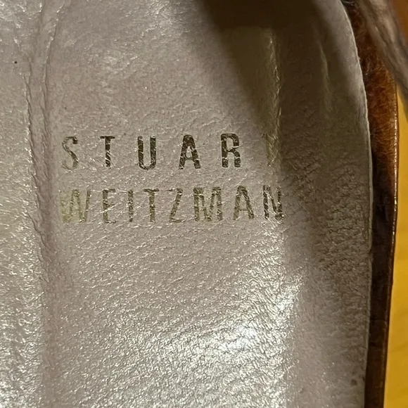 Stuart Weitzman 6.5 Brown Leather Heel Sandal Shoes